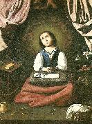 Francisco de Zurbaran the virgin as a girl, praying painting